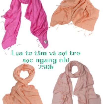 Khăn Choàng 100% Sợi Tự Nhiên Sọc Chìm Nhỏ (K138- 3 màu lựa chọn)